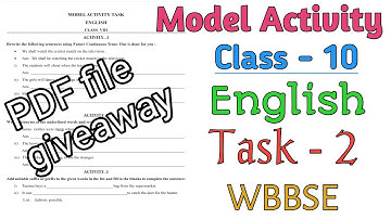 Class 10 English Model Activity || Task 2 || PDF File || Crazy Academy