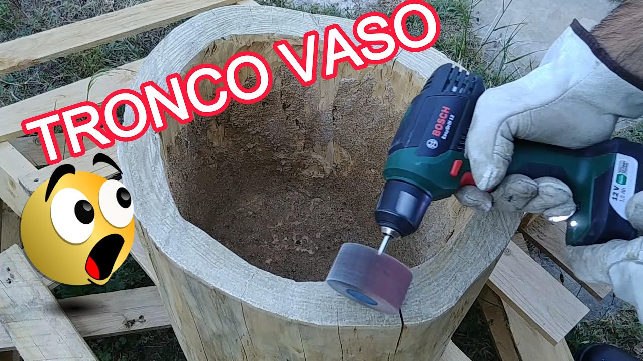 COME REALIZZARE UN VASO CON TRONCO IN LEGNO DI PINO. - YouTube
