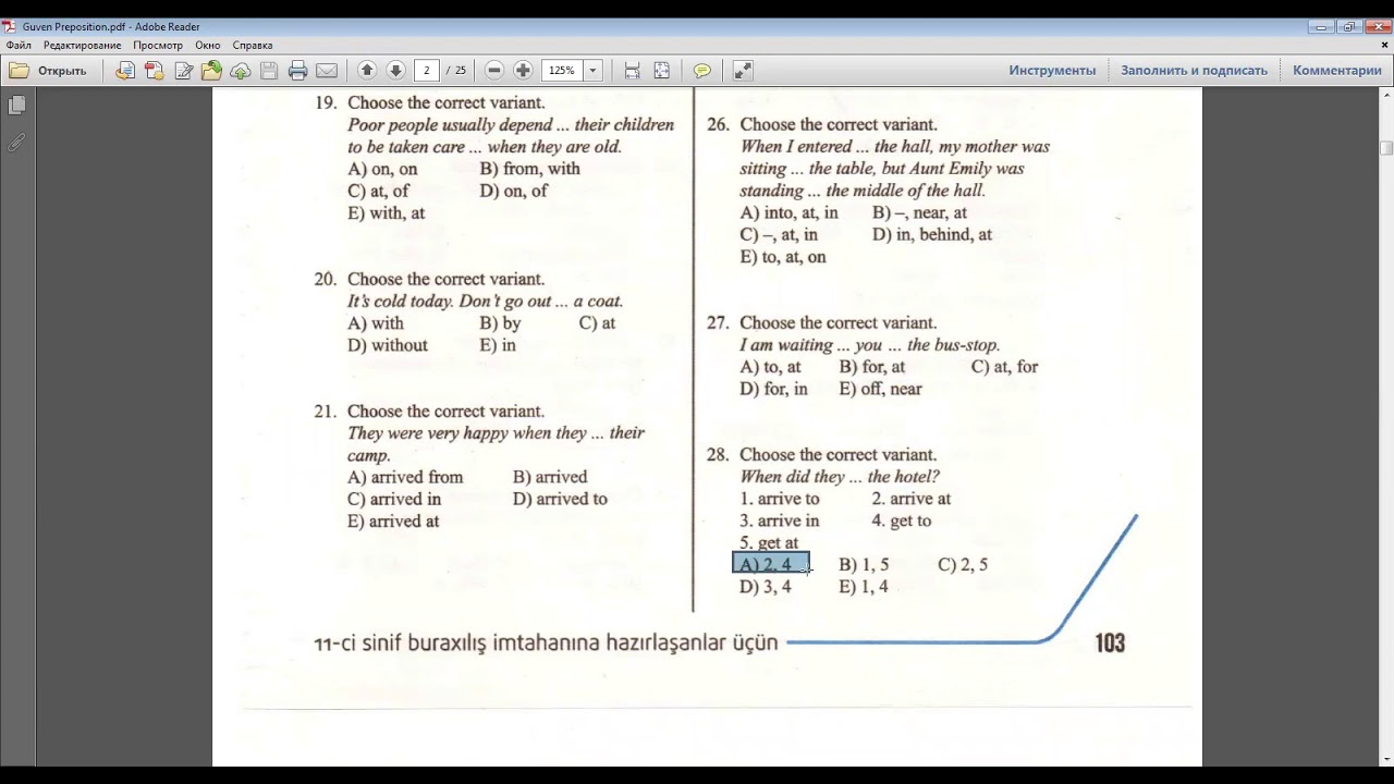 İngilis dili Guven Preposition 1-159 tests