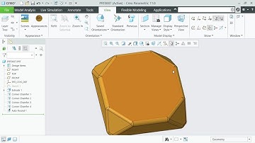 Creo Parametric #7(corner chamfer & auto round).@IIcadStudio #cad #creo #beginner #video #art #easy.