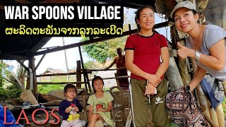 War Spoon Village Phaxay District, Xieng khouag Laos.ໂຮງຜະລິດບ່ວງຈາກເສດລະເບີດຈາກສົງຄາມ.