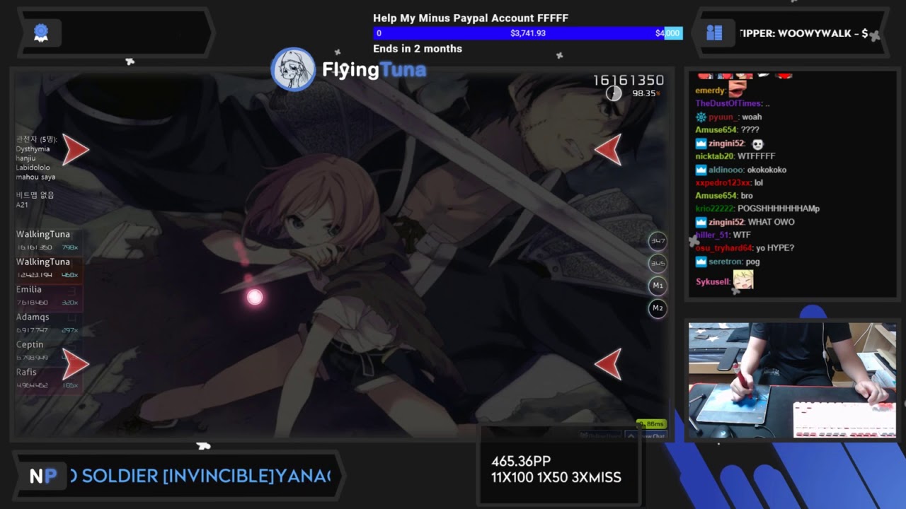 [Live] WalkingTuna | yanaginagi - Muteki no Soldier [Invincible] +HDDT 97.78% 1081x {7❌} - osu!