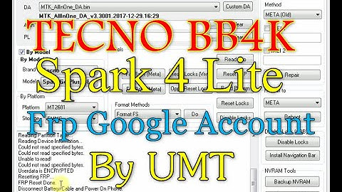 TECNO BB4K frp Lock | Tecno Spark 4 lite google account Remove with umt