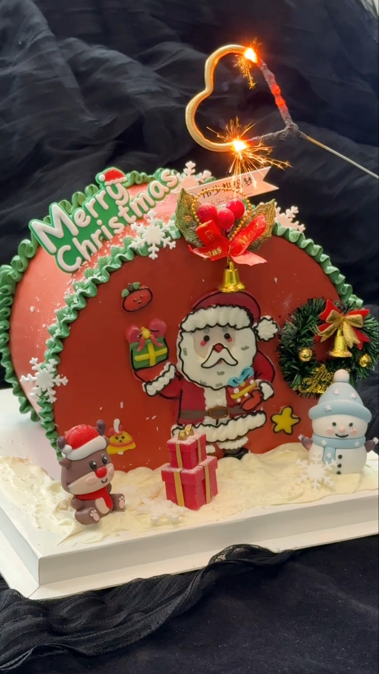 Santa Claus cream hand-painted cake I am a cake maker ins cake cake making cake ?