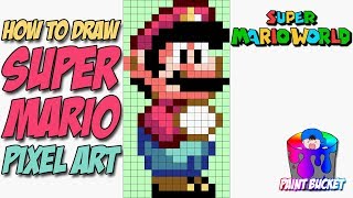 How To Draw Super Mario From Super Mario World 16 Bit Mario Pixel Art Drawing Tutorial Youtube