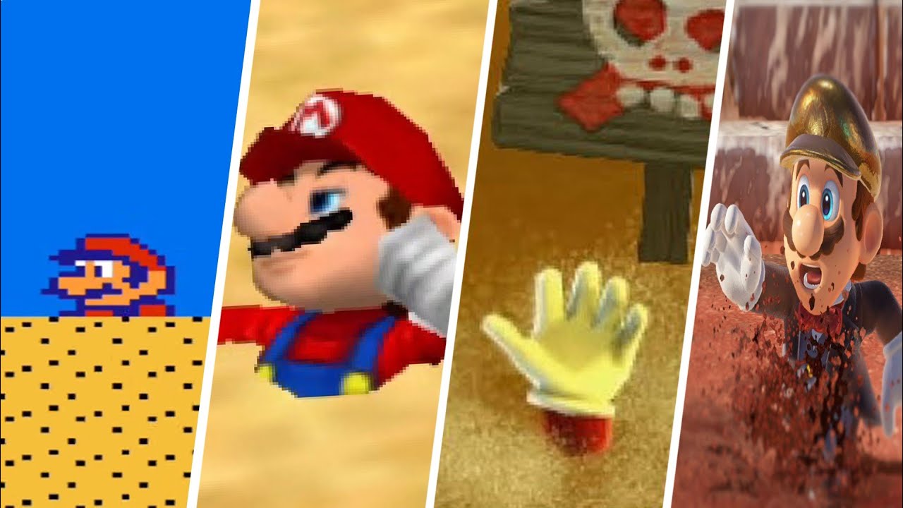 Эволюция процесса умирания Марио в зыбучих песках (1988-2025)