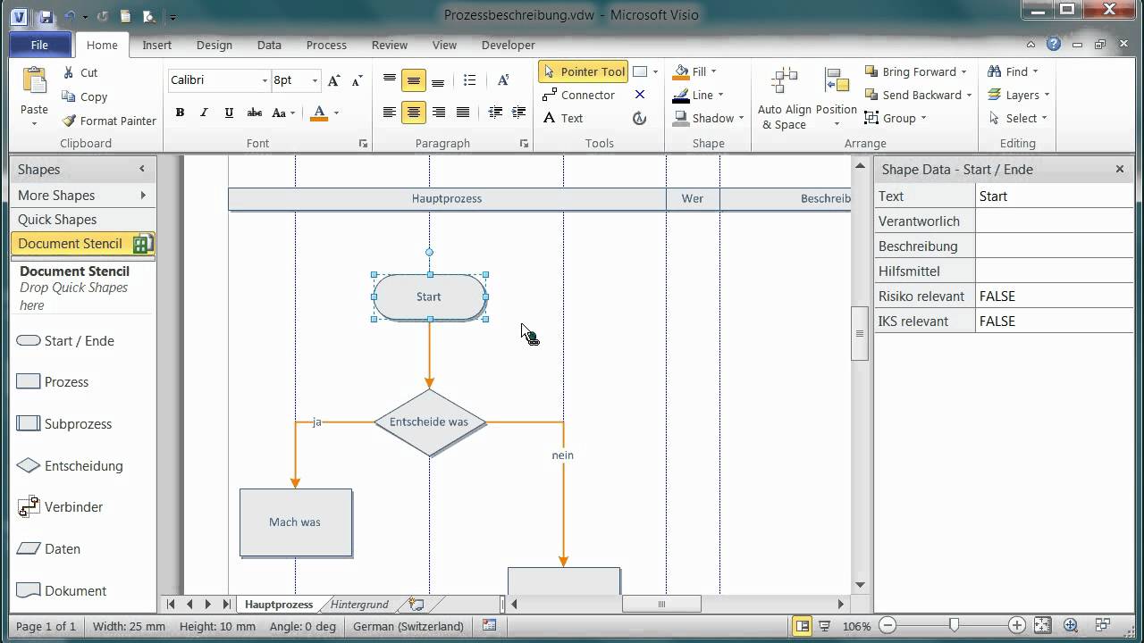 Ioz Visio Prozessvorlage Prozess Zeichnen Youtube