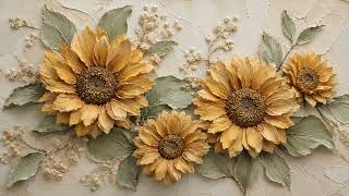 Sunflower Frame TV Art | 2 Hours 4K Textured 3D Floral Painting | Sage & Gold Decor screenshot 3