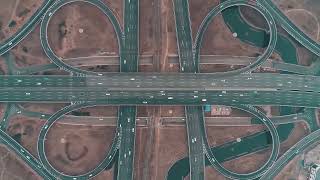 Aerial view of a highway overpass