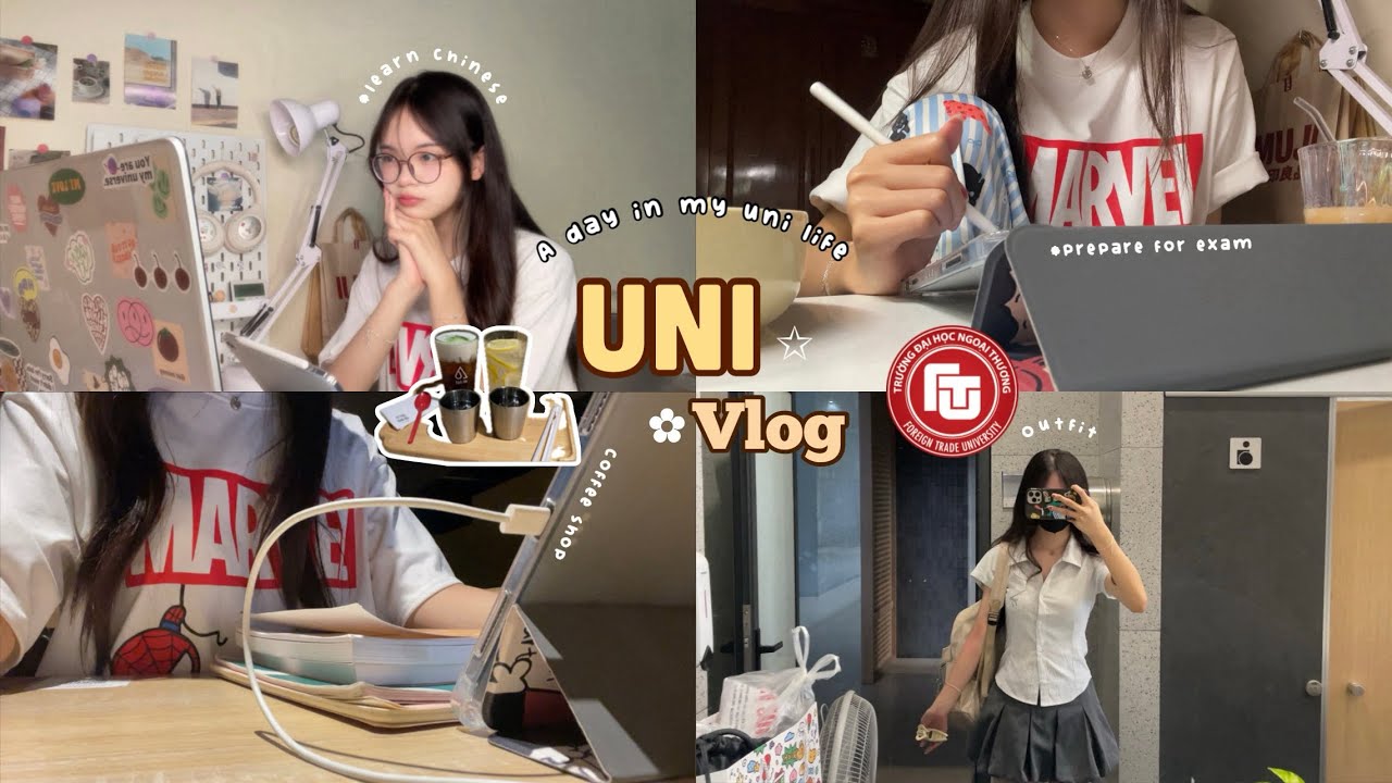 UNI VLOG| Một ngày đi học ở FTU, dậy từ 4h sáng, ôn thi, học Tiếng Trung, ăn pizza, đi cafe,…