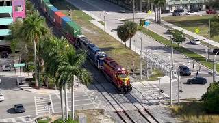 FEC train 101 meets Telemetry train at MP300, West Palm Beach, FL