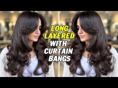How to Cut a Perfect Long Layered Haircut with Curtain Bangs | Easy & Quick Tutorial Step-by-Step
