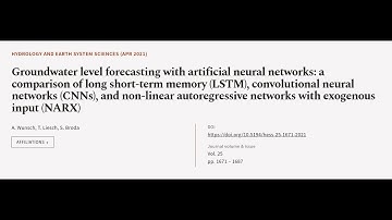 Groundwater level forecasting with artificial neural networks:  a comparison of long ... | RTCL.TV