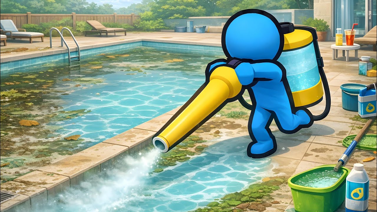 Pool Cleaning Simulator - Gameplay Walkthrough Part 1 - Swimming Pool Cleaning Power