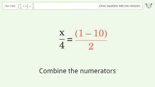 Solve (x/4+5)=1/2: Linear Equation Video Solution | Tiger Algebra