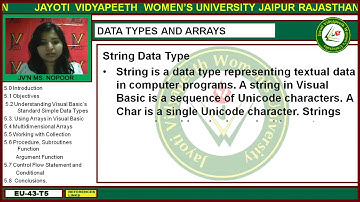 Jayoti Vidyapeeth - Faculty of Engineering and Technology - Data Type and Array