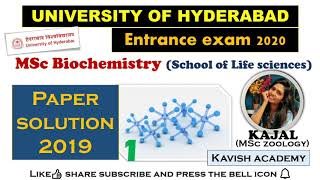 Hyderabad Central University (HCU) MSc Biochemistry 2019 entrance paper solution Part-1 | UoH