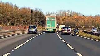 Idiot Almost Takes Out Biker On Motorway. UK Bad Drivers, Road Rage, observations.