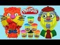 Play-Doh Play-Tetes Heads Playset, Play doh Cat and old Man