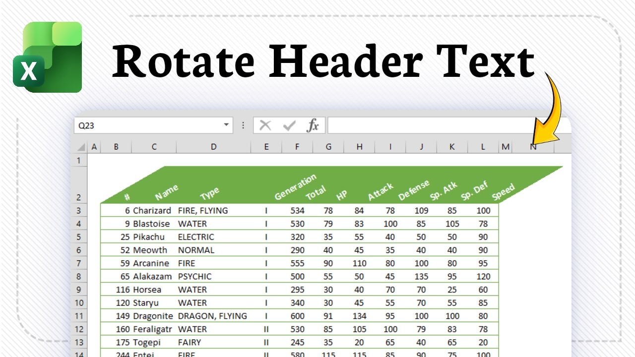 How to Use an Angled Header in Excel (Tilt Cell Text) - YouTube