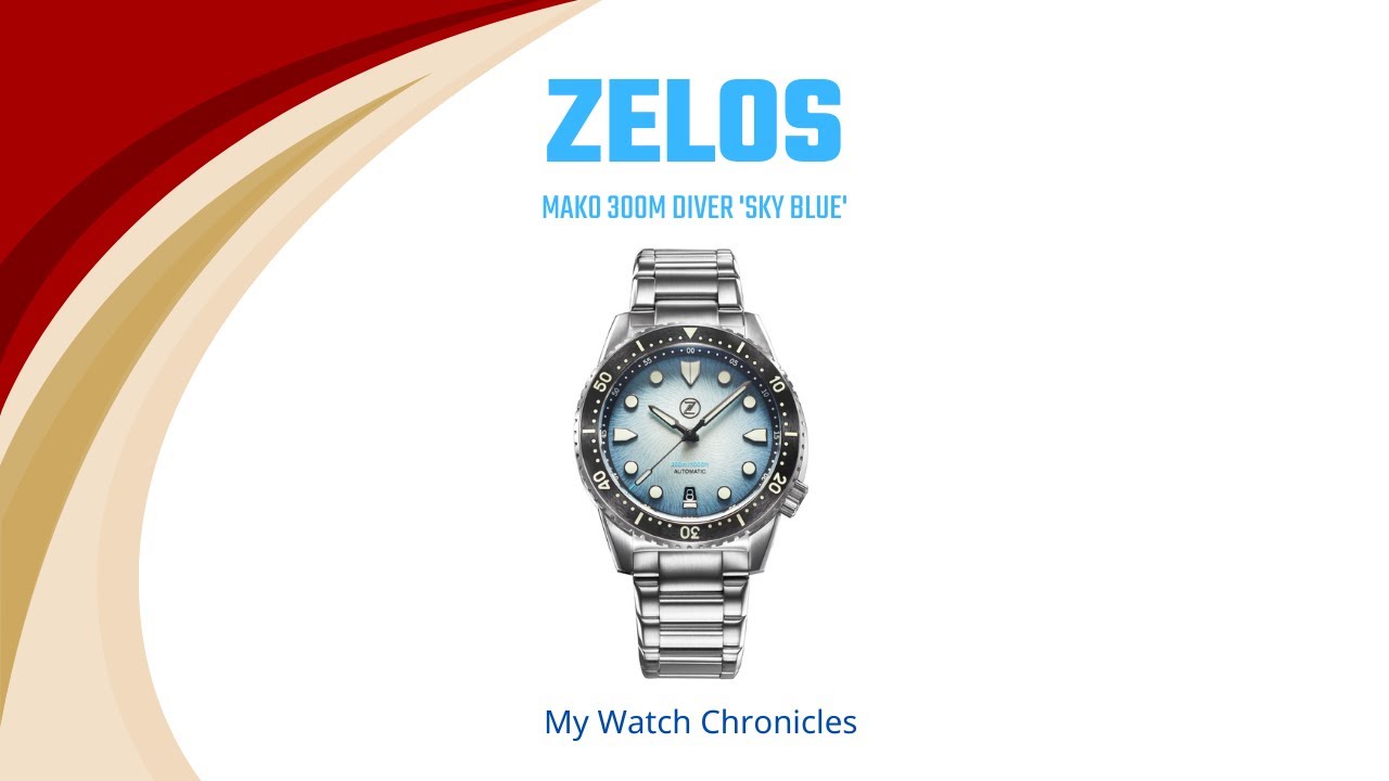Zelos Mako 300m Diver 'Sky Blue' Watch Review - YouTube