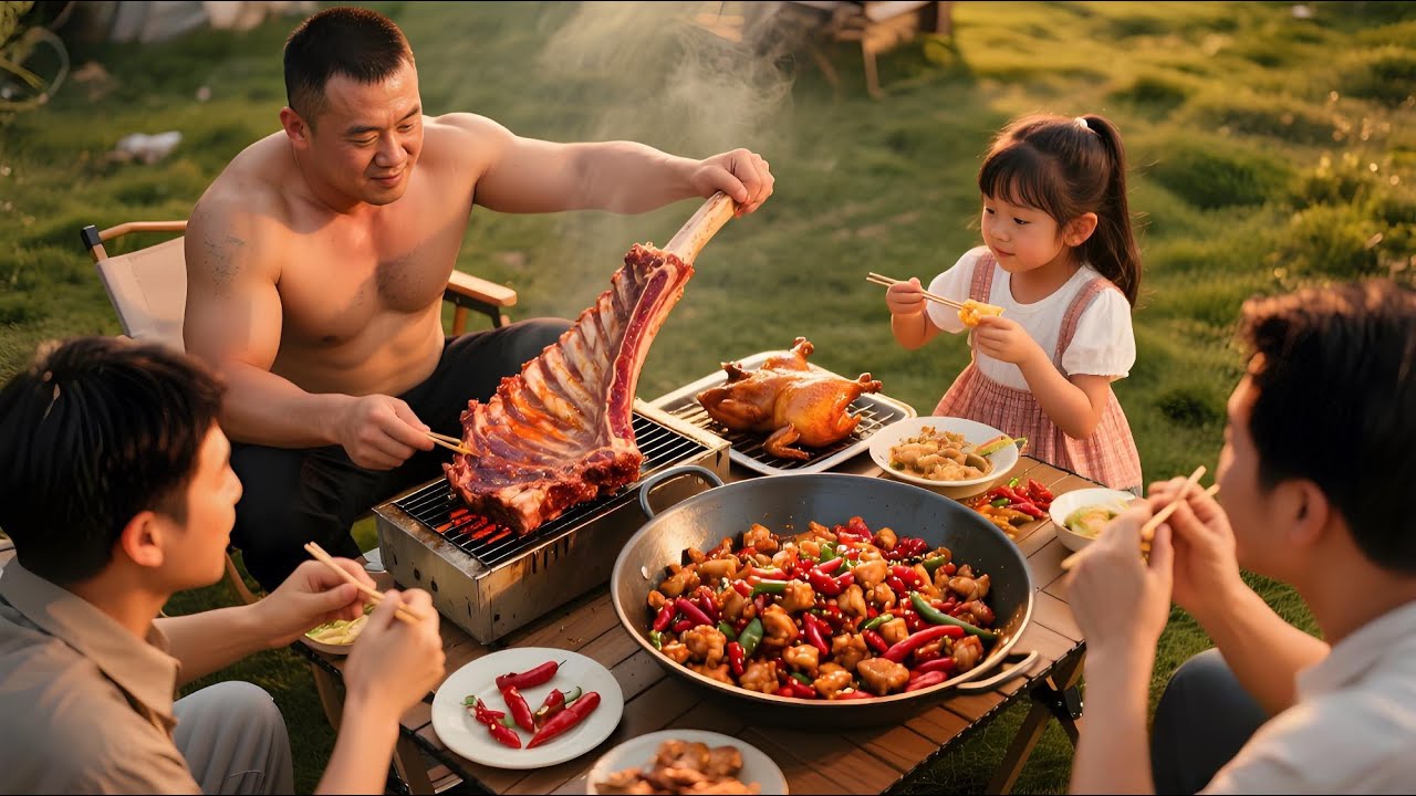 风雨围炉农家情：铁桶烤全羊与生日的烟火之约！【孤独的美食咖】