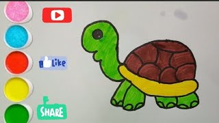 tortoise driving with colour ll kachhua drawing easy ll tortoise drawing for kids ll tortoise draw
