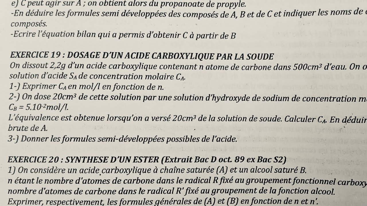  Composés organiques oxygénés (1ère S/TleS):Dosage d'un acide carboxylique