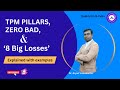 TPM Pillars, Zero BAD and 8 Big Losses | Explained with Examples |