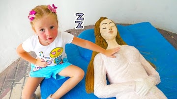 Nastya tells interesting tales and has fun at the sheep farm