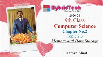 9th class computer science chapter 2 topic 2.3 Memory and Data Storage