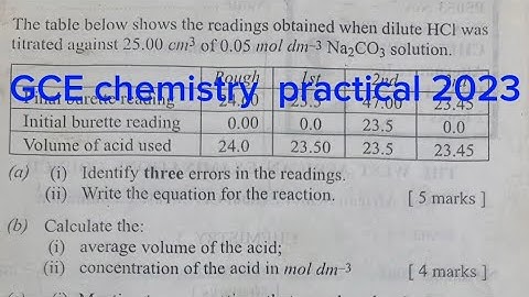 GCE chemistry practical 2023