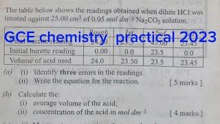 GCE chemistry practical 2023