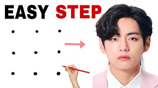 How to draw BTS V Kim Taehyung drawing // BTS Army Drawing screenshot 5