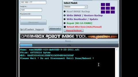 Dreambox OptiFlasher Writing Image Operation in Normal Mode