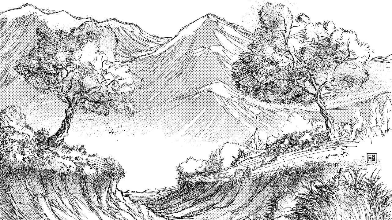 Digital Drawing - Landscape Scene