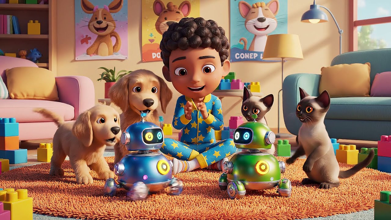 Eight Little Toy Robots Spin Spin Spin | Nursery Rhymes for Kids & Baby Songs