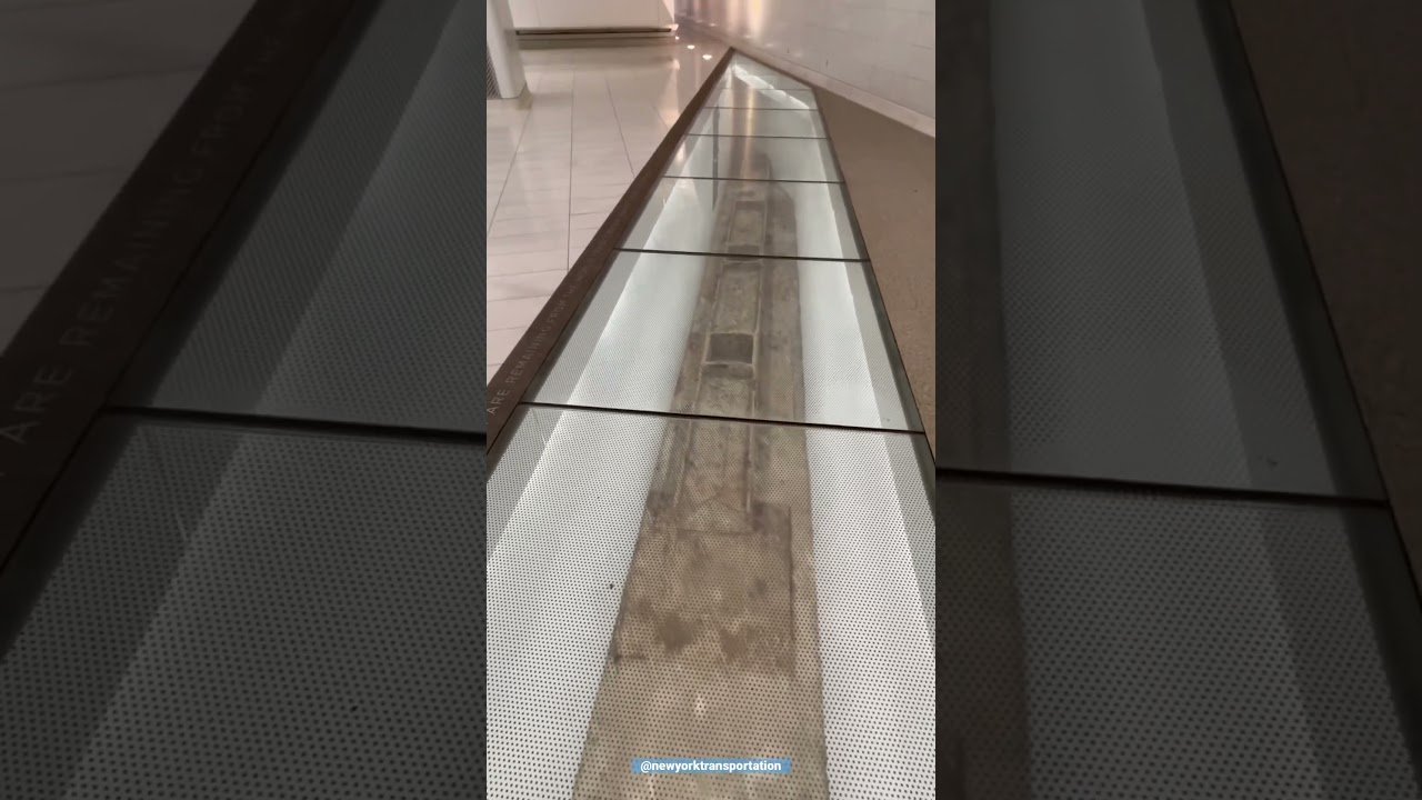 World Trade Center original North Tower footprint visible under PATH station platform 5