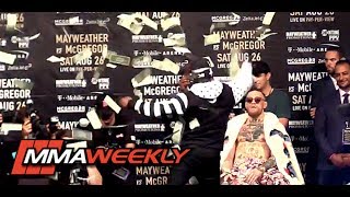 Floyd Mayweather Makes it Rain on Conor McGregor at World Tour New York