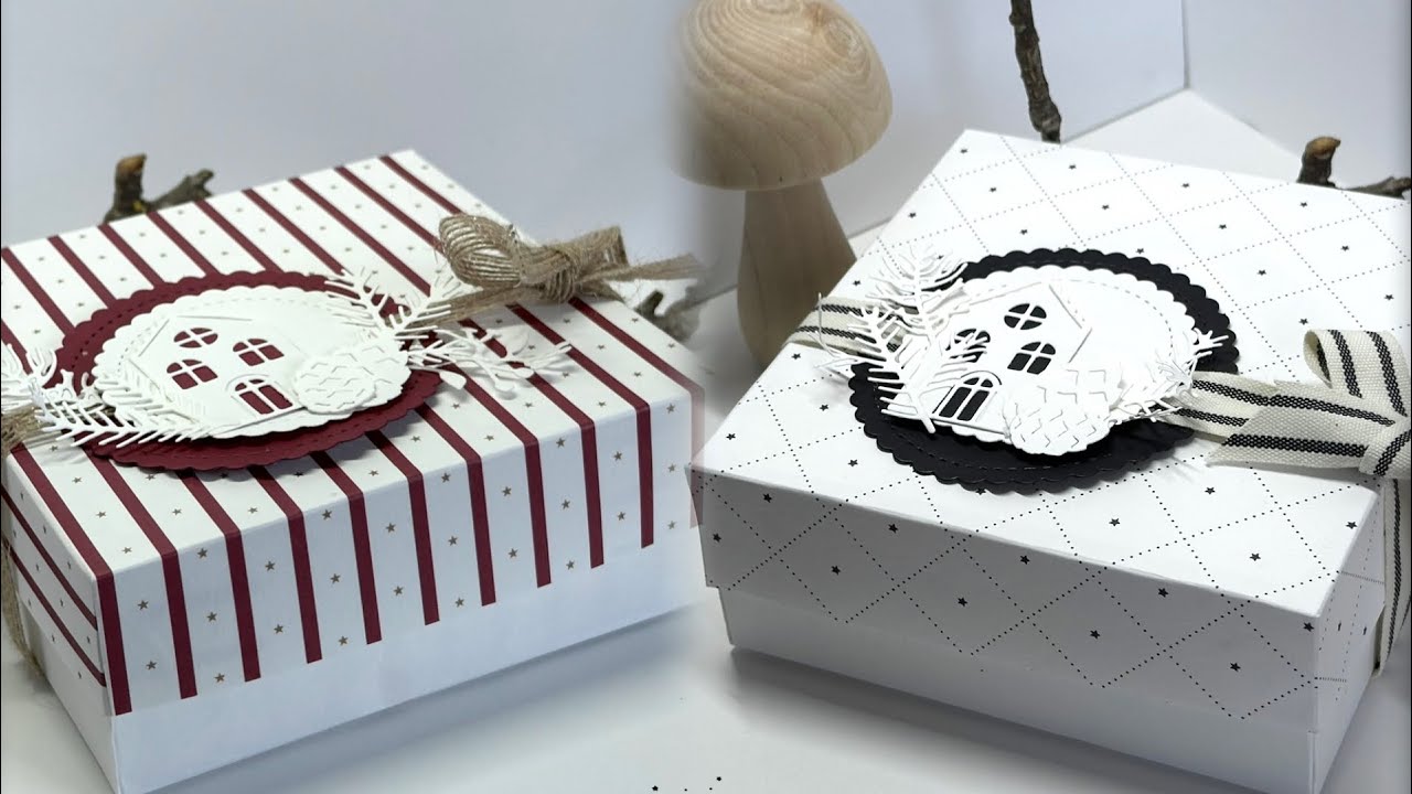 Weihnachtsverpackung To-Go mit doppeltem Boden für Servietten, Kerzen und ein wenig Schoki