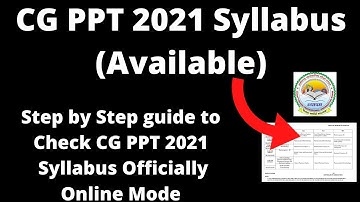 CG PPT 2021 Syllabus (Available) - How to Check Officailly CG PPT 2021 Syllabus Online Mode