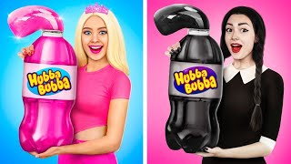 Tantangan Masak Wednesday Vs Barbie  Pertarungan Makanan Pink Vs Hitam Oleh Yummy Jelly