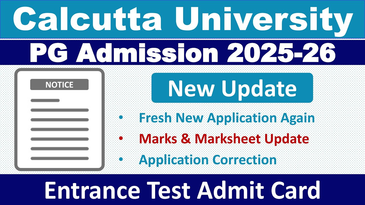 Calcutta University PG Admission 2025-26: New Update | Fresh ...