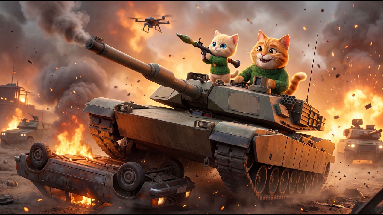 Sniper Cat & The Tank Rampage! 🎯💣 Can Leo & Mini Survive?Monster Truck vs. Zombies! 🚛💨