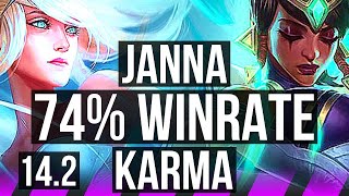 JANNA & Vayne vs KARMA & Ez (SUP) | 74% winrate, 1/3/17 | TR Master | 14.2