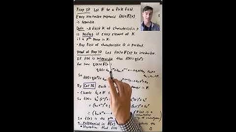Finite Extensions of Perfect Fields are Separable (Algebra 3: Lecture 14 Video 4)