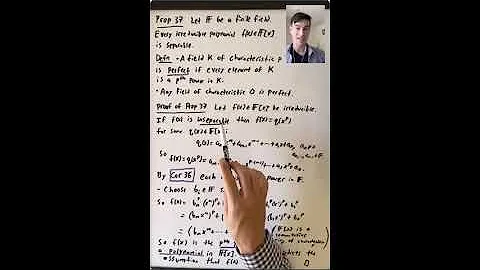 Finite Extensions of Perfect Fields are Separable (Algebra 3: Lecture 14 Video 4)