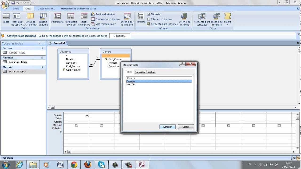 Como relacionar tablas en access