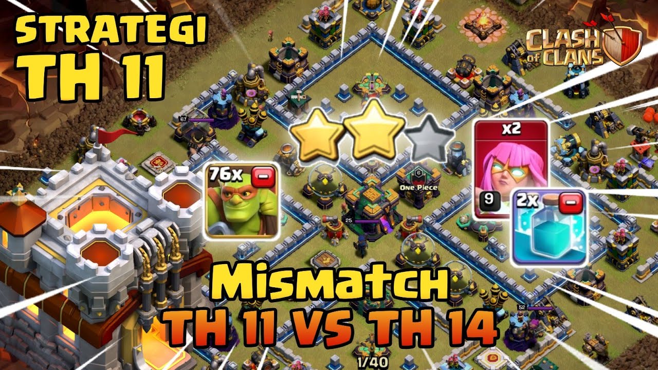 Lawan ga imbang lagi! TH11 VS TH14 2 Star - Strategi TH 11 | COC Indonesia