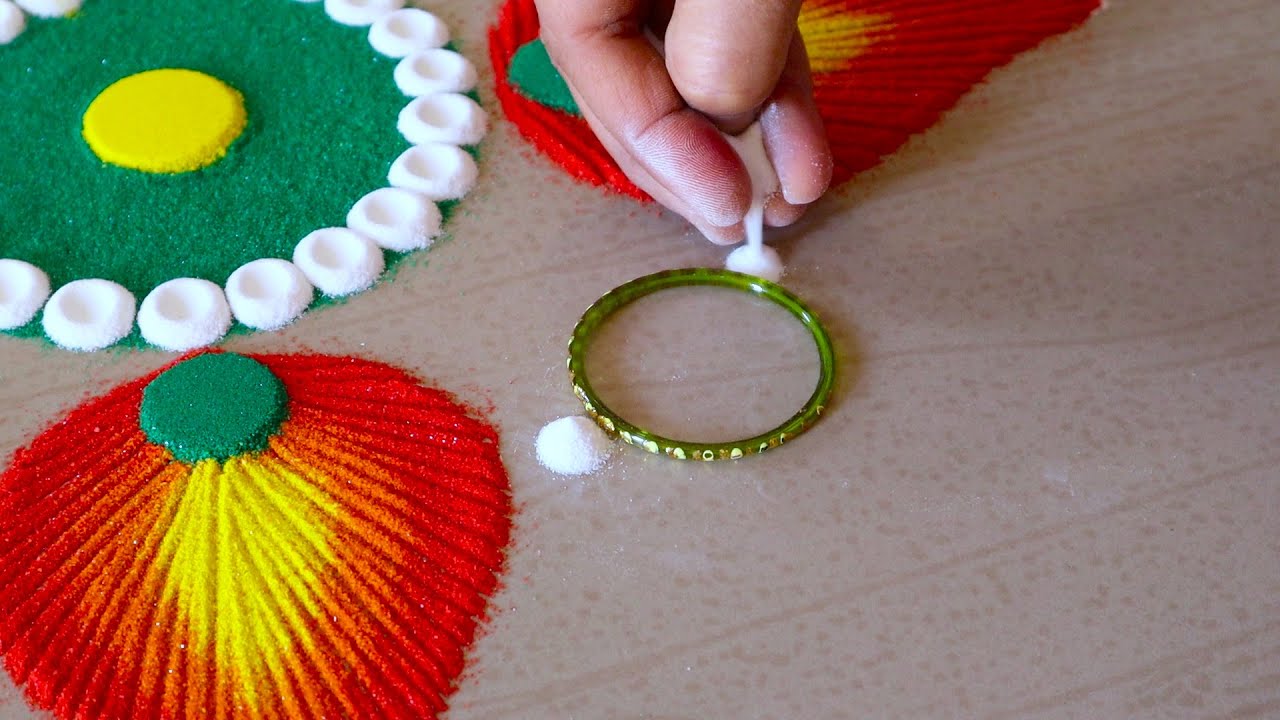 Beautiful Color Rangoli Design For Festivals Easy Color Rangoli